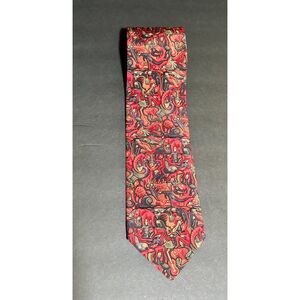 Vintage M.C. Escher Tie – 100% Silk Made in Italy – Red Black Yellow Animal